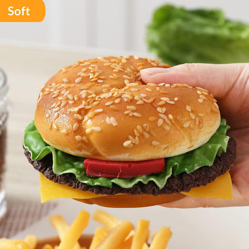Joeabor 12 Artificial Hamburger & Artificial French Fries Realistic Fake Food for Display Faux Burger for Decoration