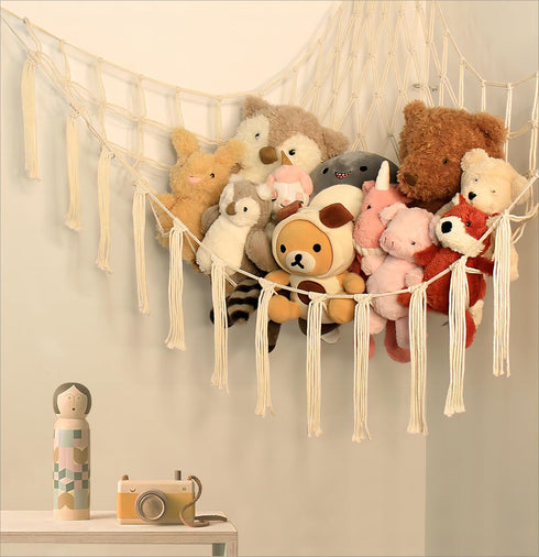Large Stuffed Animal Storage Hammock Net - Hanging Toy Organizer for Stuffed Animals Corner, Baby Nursery Room Decor