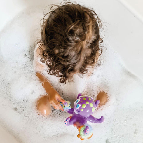 3 18+ Nuby Floating Octopus with Hoopla Rings - Baby & Toddler Bath Toy - No Hole Design Keeps Moisture Out - Fine