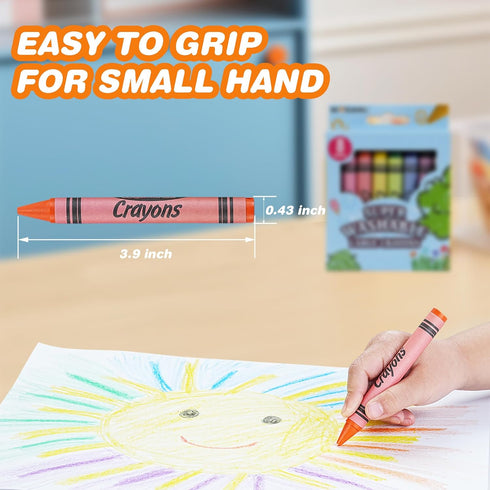 12 Pack 8 1-3 4-8, WOSWEL Super Washable Jumbo Crayons Bulk, Crayons with Bright Colors, Non-Toxic Easy-Grip