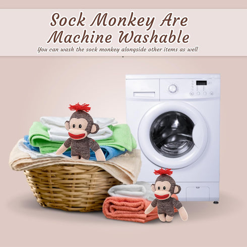 6 Inches Plushland Adorable Sock Monkey, The Original Traditional Hand Knitted Stuffed Animal Toy Gift-for Kids