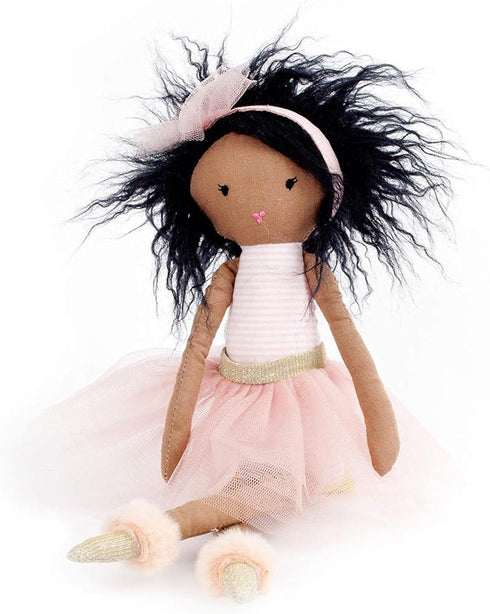 MON AMI Pink Ballerina African American Doll – 15”, Soft & Cuddly Plush Doll, Great Gift for Kids