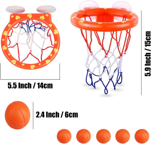 2 Pack Fun Basketball Hoop with Heavy Duty Suction Cups, Bathtub Shooting Game Toy Set with 6 Balls for Kids