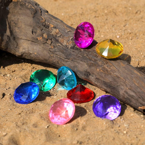 Diving Gem Pool Toys - 14 Color Diamond Treasure Chest Summer Swimming Gems Pirate Diving Toy Set for Children