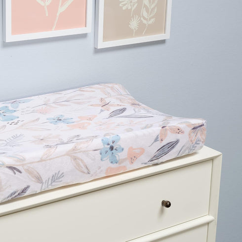 Watercolor Floral & Butterfly Changing Pad Cover for Baby