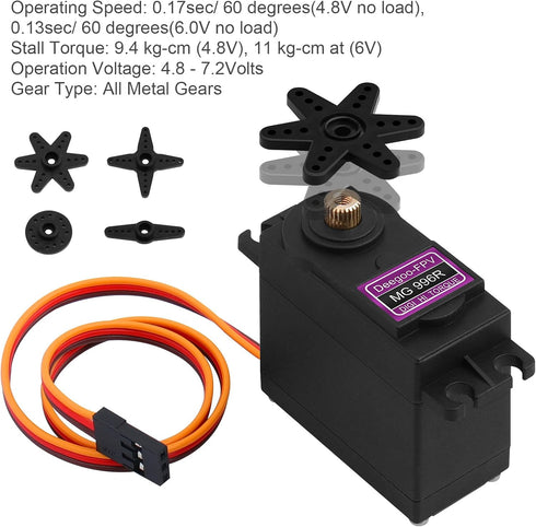 Deegoo-FPV 6-Pack MG996R 55g Metal Gear Torque Digital Servo Motor for Futaba JR RC Helicopter Car Boat Robot