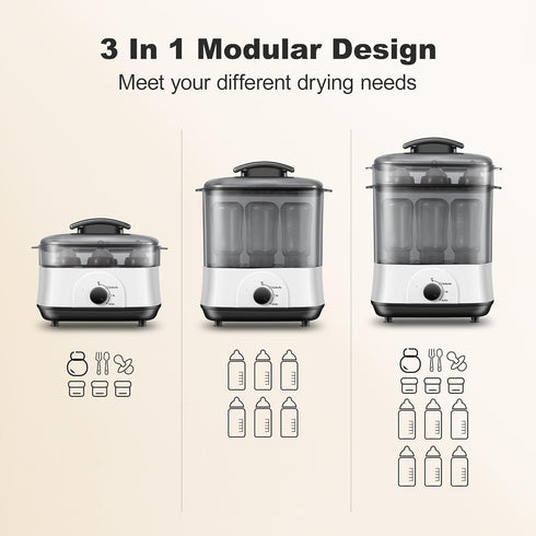 3-in-1 AMZBABYCHEF Baby Bottle Steamer, Bottle Steamer and Dryer, Easy One-Dial Control Electric Steam Bottle Dryer
