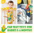 Hanging Rattles Toys, Car Seat Toys for Babies 0-6 Months, Soft Sensory Crib Toys with Crinkle, Squeaky & Teether for