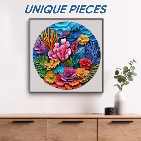 500 5MM (16.5"*16.5") Ruikiyart Piece Puzzles for Adults, Corals Wooden Jigsaw Puzzles, Sea Puzzle Unique Shape Gift