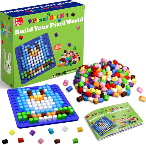 STEM Toys Pixel Art Kit for Kids, 500 Pcs 10 Colors Pixel