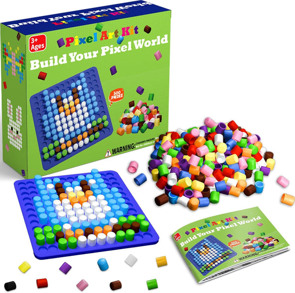 STEM Toys Pixel Art Kit for Kids, 500 Pcs 10 Colors Pixel