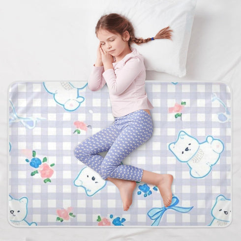 siphylline 52" 34" Cartoon Cute White Dog Plaid Extra Large Resuable Potty Training Pee Pad Waterproof Washable Potty