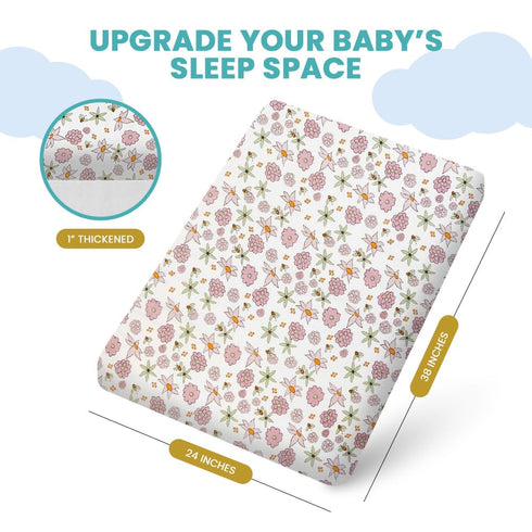 (38" 24" 1" Motherly Haven Breathable Crib Mattress Pad, Washable High Rebound Foam Mattress Topper for Baby Cribs