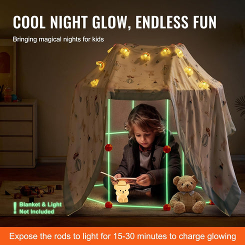 VEVOR Fort Building Kit for Kids, 85PCS Glow in The Dark STEM Toys, Educational Gift for 4-8 Year Olds