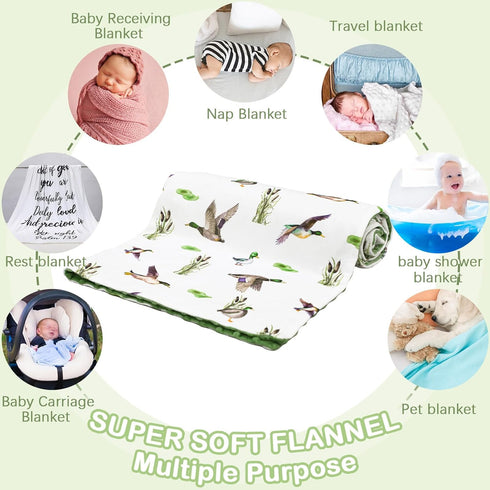 HunnmingRe 30 40 Inch(Duck) Mallard Duck Baby Blanket for Boys Girls Double Layer Minky with Dotted Backing Soft