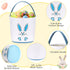 12 Set Domensi Pcs Easter Basket for Kids Canvas Easter Baskets with Handles and Plush Bunny Ear Headbands, Reusable