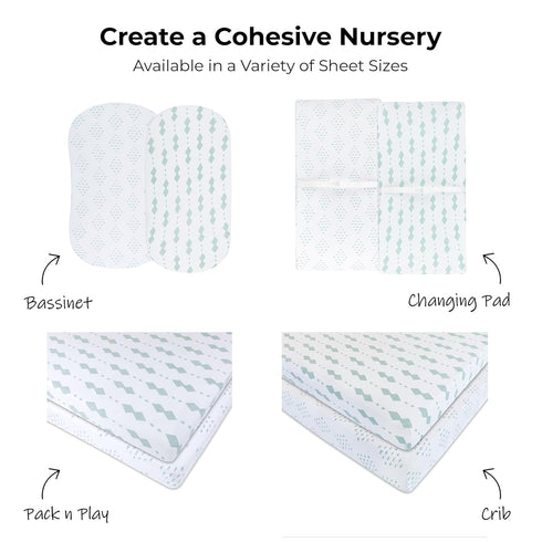 Pack 100% 2 Pack Set Ely's & Co. N Play Fitted Playard Sheets - Breathable Jersey Knit Cotton - Unisex Mini Crib