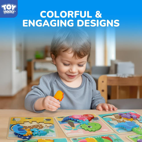 2-4, 12 Pack 1-3, 1 2 3 2 3 4 5, TOY Life Wooden Puzzles for Toddlers Dinosaurs Puzzles for Toddler Kids Montessori
