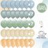 12 Inch Jobkoo Sage Green Dusty Blue Balloons, Retro Slate Light Blue Olive Green White Sand Beige Nude Eucalyptus
