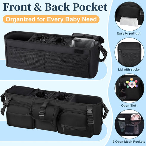 GT2, GDNasist Double Stroller Organizer Compatible with Bob Duallie and Baby Jogger City Mini Double Baby Stroller