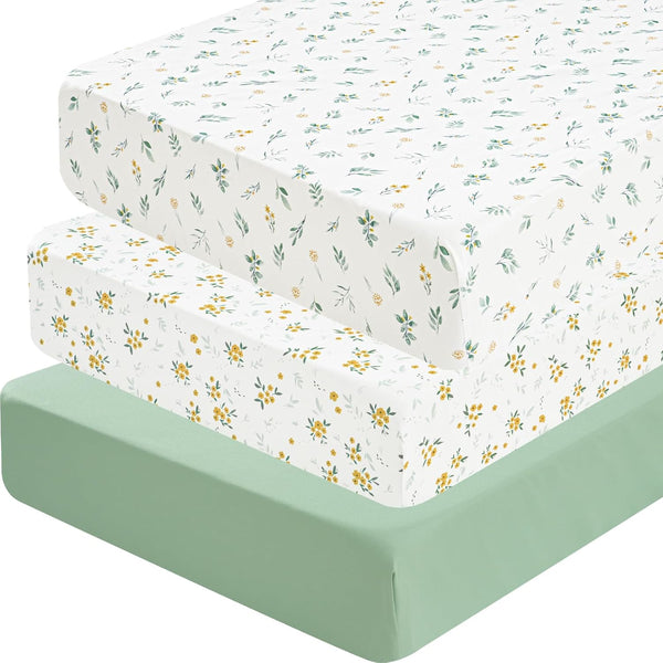 david's kids 3 Pack Fitted Crib Sheets, Ultra Soft Breathable Comfortable Baby