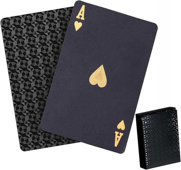 QkonkgnS Diamond Black Waterproof Playing Cards - HD Plastic Deck of Poker Cards,