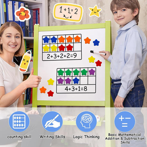 LOOIKOOS Magnetic Ten-Frame Set – Math Manipulative EVA Number Counting Games – Montessori Educational Toy Gift