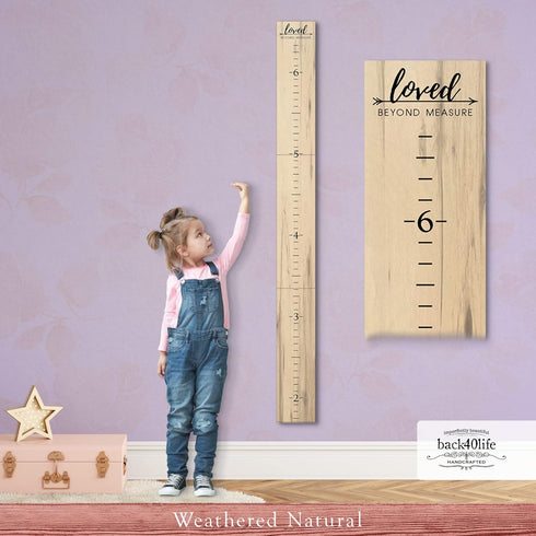 Rustic Wooden Growth Chart Ruler for Kids - Farmhouse Design