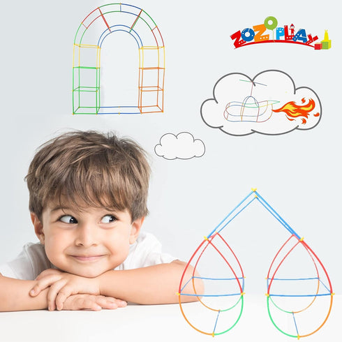 ZOZOPLAY Straw Constructor STEM Building Toys, 800 Piece Straws and Connectors, Colorful Interlocking Engineering Toys