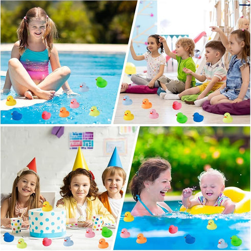 WAMSOLE 50 Pcs Multicolor Mini Rubber Ducks Baby Bath Toy ,Children Squeak and Float Colored Small Ducks in Bulk