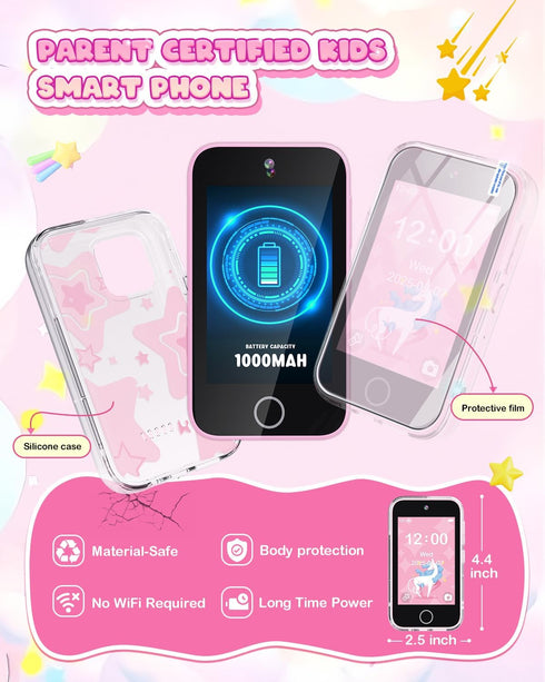 3.5'' 3 4 5 6 7 8 3-8, Kids Smart Phone for Girls, Touchscreen Kid Phones Toys for Girls Years Old, Christmas Birthday