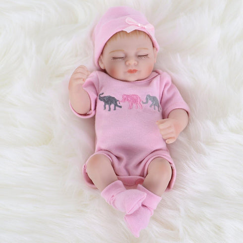 ENADOLL Reborn Baby Doll Realistic Silicone Vinyl Baby Girl 10 inch Lifelike Doll Gift Set for Ages 3+ (Close Eyes Girl)