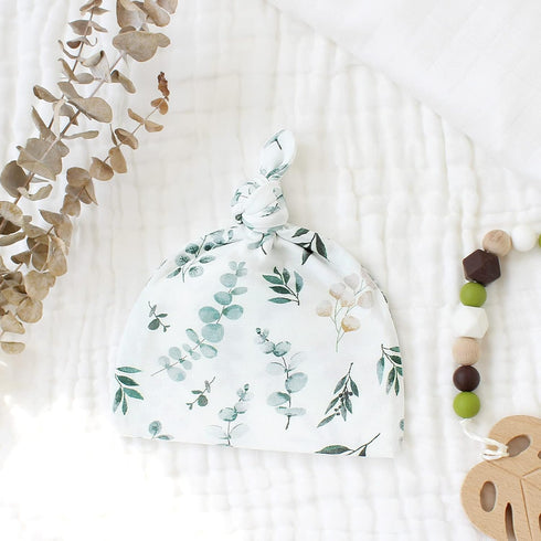 Set LifeTree Newborn Swaddle with Matching Hat and Headband Bow, Wooden Birth Announcement Card, Muslin Baby Swaddle