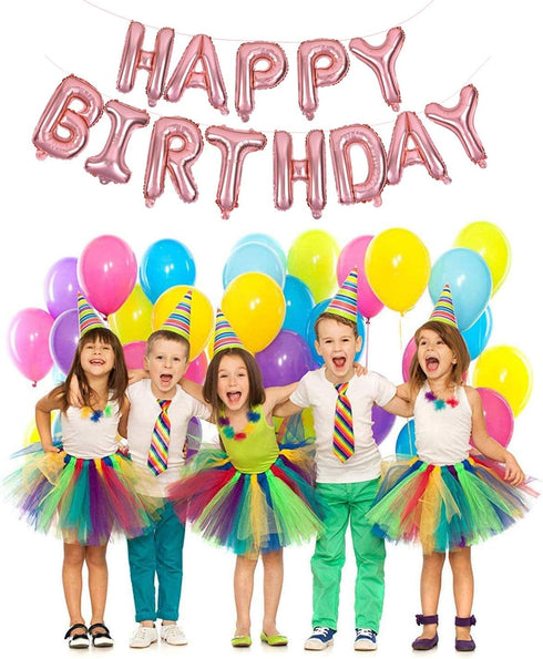 TONIFUL Rose Gold Happy Birthday Balloons Banner, 16 Inch Mylar Foil Letters for Birthday Decorations