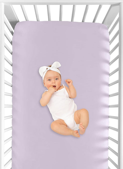 Sweet Jojo Designs Solid Lavender Purple Girl Baby Fitted Crib Sheet Infant Newborn Nursery Toddler Bed Room Standard