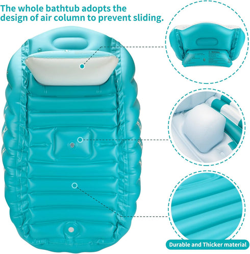 Swimming Swimbobo Inflatable Baby Bath Tub Portable Foldable Travel Mini Pool Helps Infants to Toddler Tub (Blue)