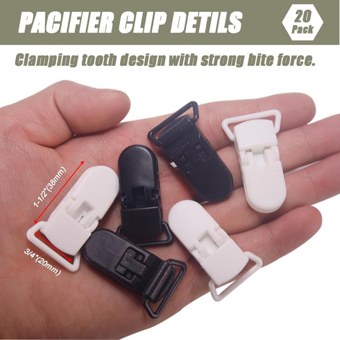 20-Pack (3/4 Inch, 10 Pacifier Clip Replacement Ends - BPA-Free Plastic Fasteners for DIY Baby Crafts, Sewing Bibs