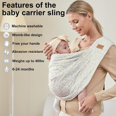 Baby Sling Carrier Newborn, Adjustable Easy Wearing Baby Nursing Warp Sling, New Mom Dad Soft Cotton Baby Front Holder