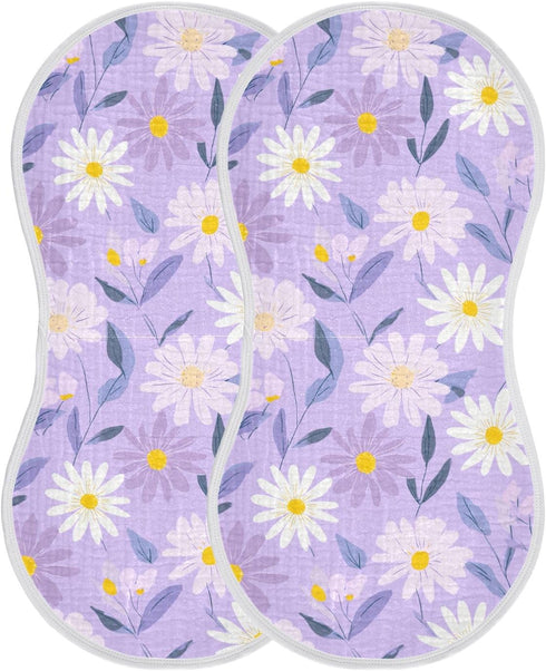 decor gift 4 Pack 22x11in Cotton Neutral Burp Cloths Easy Care Sunflower Pastel Purple Yellow Baby spit up Cloth