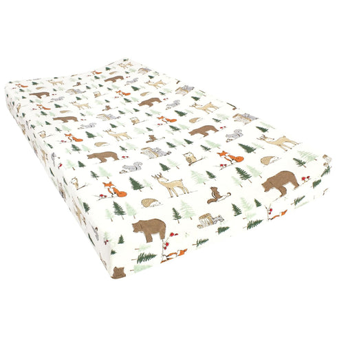 Hudson Baby Unisex Cotton Changing Pad Cover, Forest Animals, One Size