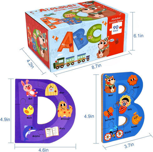 3-5, 3+, SYNARRY Wooden Alphabet Puzzles for Kids Ages ABC Learning for Toddlers Ages Sight Words Letter Puzzles
