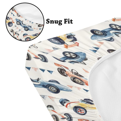 KuphiL10C 2 Pack Girls-16x32 Soft Racing Car Flags Helmets Pattern Baby Changing Pad Covers for Infant Newborn, Unisex