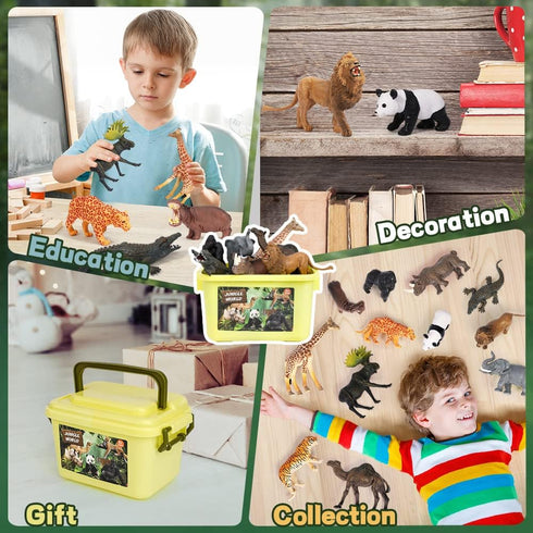 FRUSE Safari Animals Figures Toys, 12PCS Wild Zoo Animals Figurines, Realistic African Jungle Animals Playset for Kids