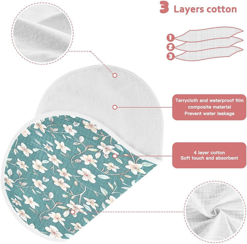 YETTASBIN Little Flower Muslin Baby Burp Cloth, Super Soft Absorbent Cotton Burp Rag Baby Bibs Feeding Cloth