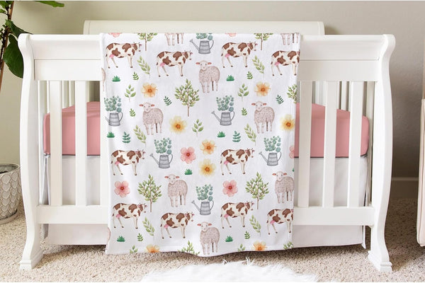 SqtmuHLuo Farm Animals Baby Blanket for Boys Girls Neutral Farm Pig Sheep Cow