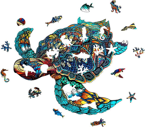 KAAYEE Wooden Jigsaw Puzzles - 301pcs Sea Turtle Puzzle for Adults - Nicely Packaged Gift