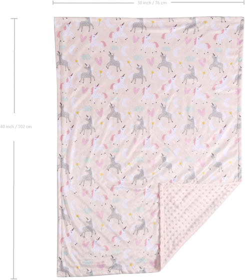 CREVENT Soft Cozy Baby Blankets Set, Unicorn, Boys Girls + Security Blanket, Newborn Essentials with Gift Bag
