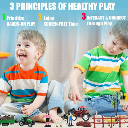 Farm Animals Figures Playset, 40 Pcs Farm Toy Tractor with Plastic Farm Animals Figurines, Farmer Truck Toy with