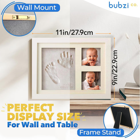 Bubzi Co Baby Hand & Footprint Kit, Clay Handprint Keepsake Frame, Newborn Nursery Picture Frames, Hand Print Mold Kit