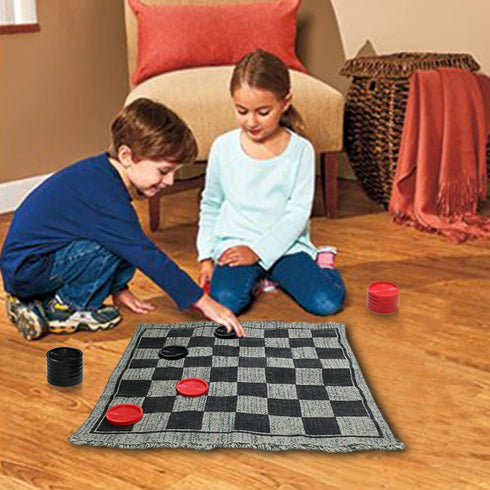 Lulu Home Jumbo Checkers, Giant 3-in-1 Checkers Game Rug Board Game Set for 2 Players
